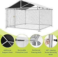 Vista 5 de Perrera grande para perros al aire libre con techo, cerramiento resistente para perros al aire libre, cerca de mascotas para patio, perrera, jaula