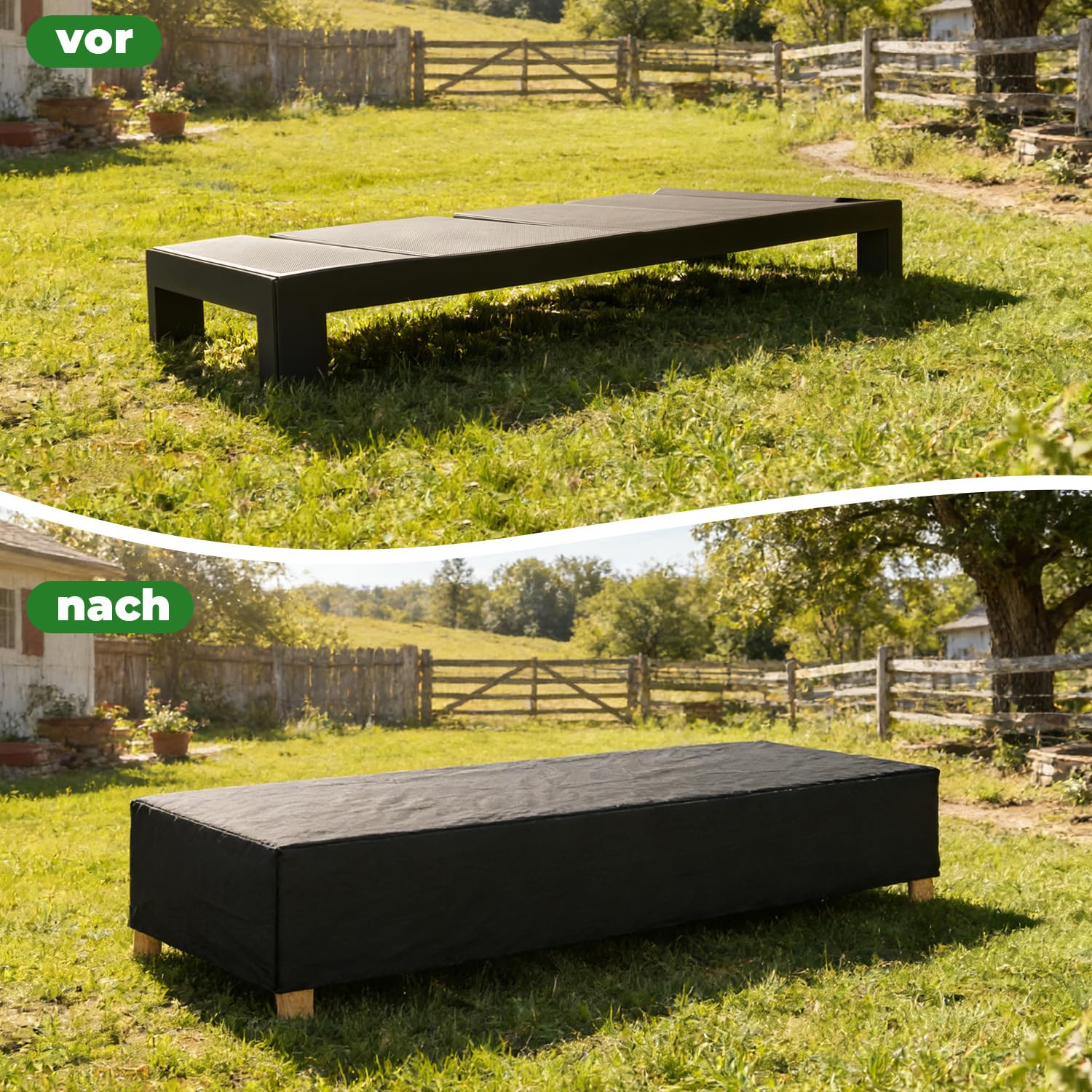 Copertura per sdraio da giardino, 200 x 68 x 30 cm, Oxford 420D, impermeabile, con coulisse, resistente ai raggi UV, per lettino e sedia a sdraio in giardino (2 pezzi)