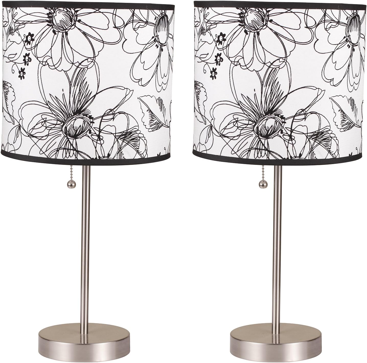A8312AT-S Ruslana Contemporary Table Lamp with Flower Print, 18.5-Inch, Set of 2