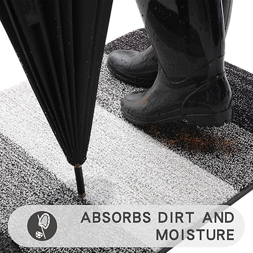 Miniatura 8 de Kitinjoy Tapete para puerta de interior, 32 x 20 pulgadas, antideslizante, absorbente, atrapador de suciedad, tapete de entrada de perfil bajo,
