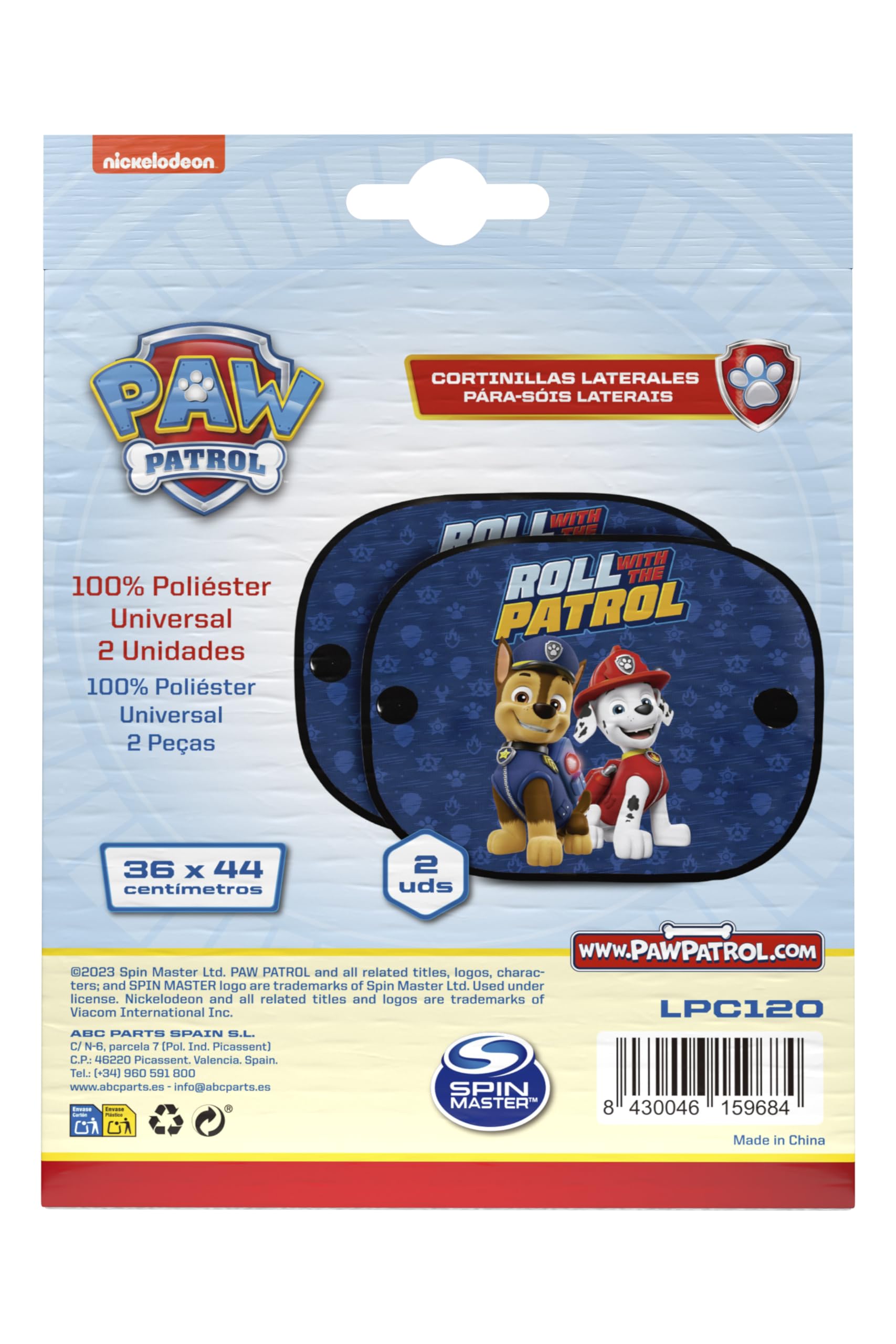 Paw Patrol zasłony boczne mikroperforowane Chase Marshall ochrona przeciwsłoneczna 2 sztuki