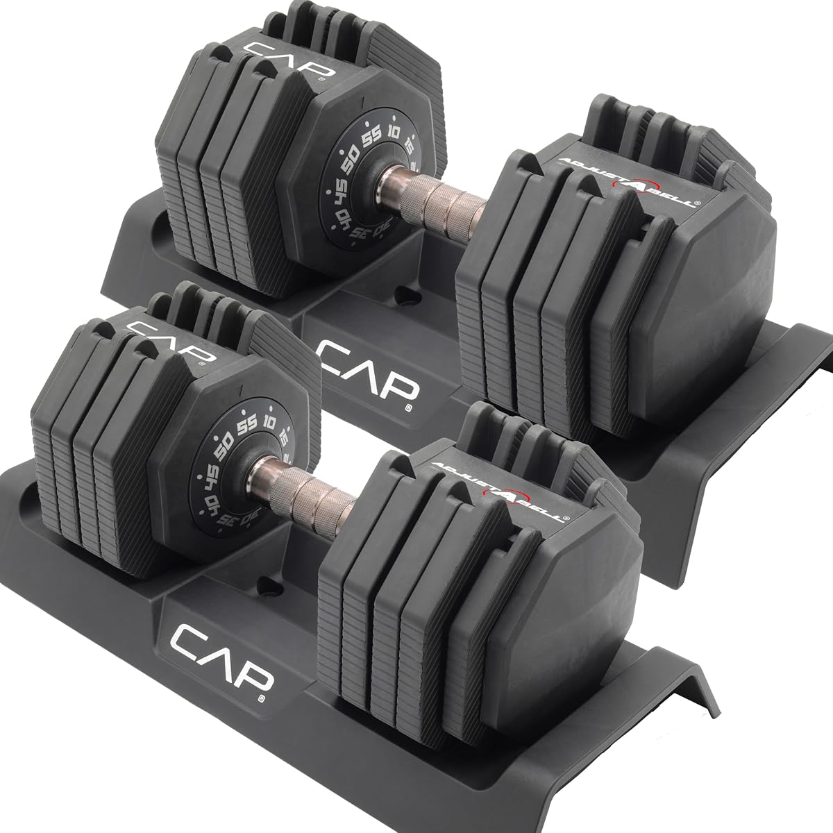 ADJUSTABELL Juego de mancuernas ajustables, pesas ajustables de selección rápida premium para entrenamiento de fuerza, individuales y en pares, 25 LB y 55 LB, mancuernas hexagonales, múltiples opciones de mango