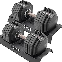 CAP ADJUSTABELL Adjustable Dumbbells Pair 10-55 lbs - Patented Twist Handle, Space-Saving Tray Included