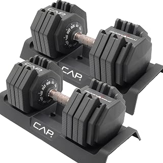 CAP ADJUSTABELL Adjustable Dumbbells Pair 10-55 lbs - Patented Twist Handle, Space-Saving Tray Included