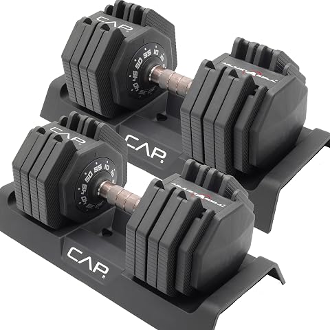 Adjustabell Adjustable Dumbbell Set, 25 lb & 55 lb, Quick-Select Weights, Hex Dumbbells with Multiple Handle Options