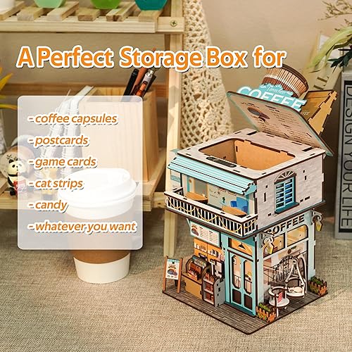 Miniatura 6 de Tonecheer Kit de modelo de casa de muñecas de escritorio con rompecabezas 3D, decoración del hogar, apertura automática de tapa, almacenamiento de