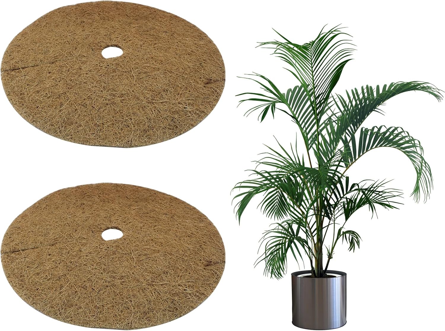 2Pcs 11.8 Inch Coconut Fiber Mulch Ring Tree Plant Protector Mat, Coco Coir Tree Protection Ring Mats for Indoor, Outdoor