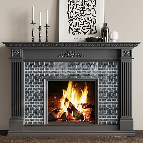 Miniatura 6 de CRE8TIVE 16 hojas de azulejos de metro grises para despegar y pegar, azulejos de loseta en muro de 12 x 12 pulgadas para pegar en el protector