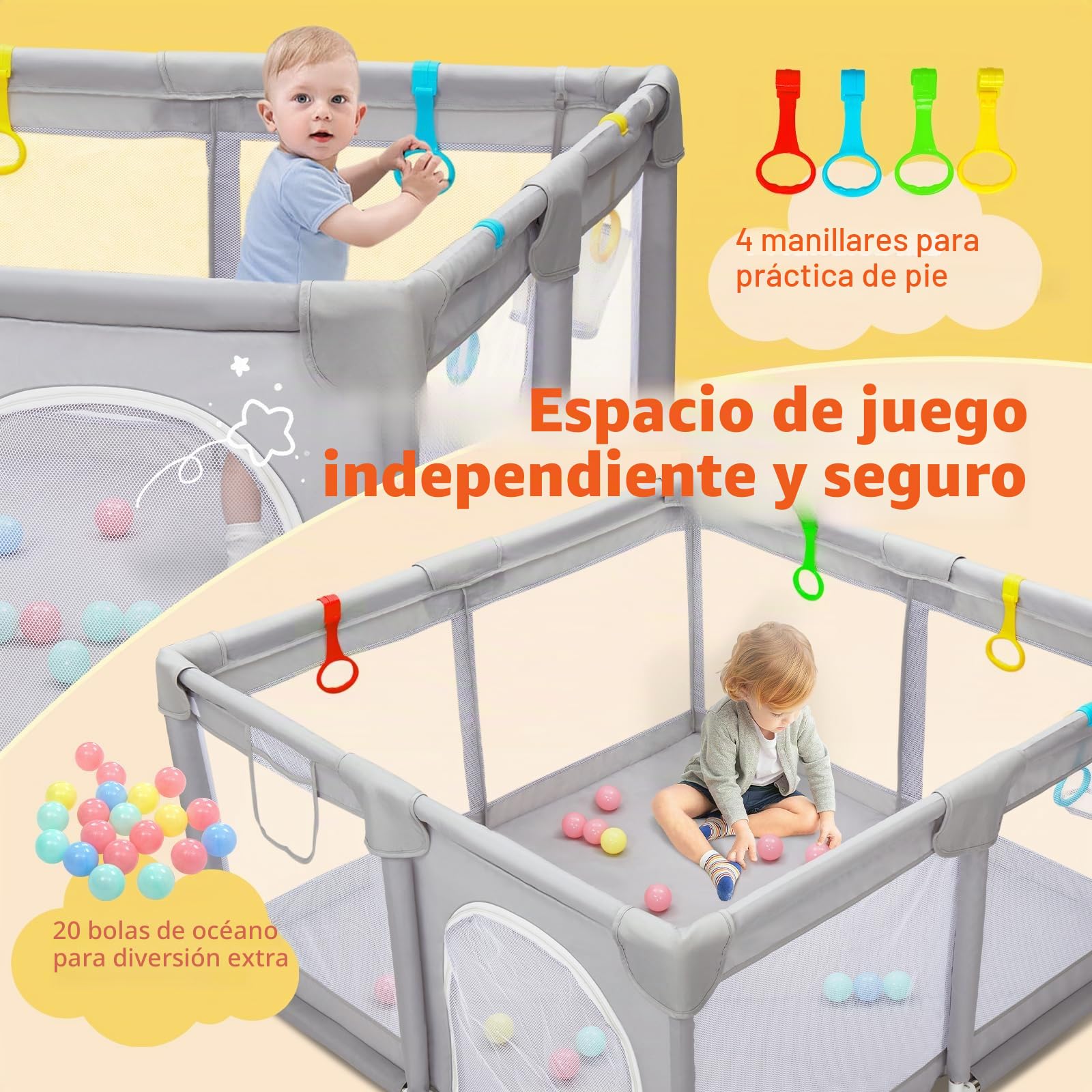CHOLY Corralito para bebés y niños pequeños, corralito duradero