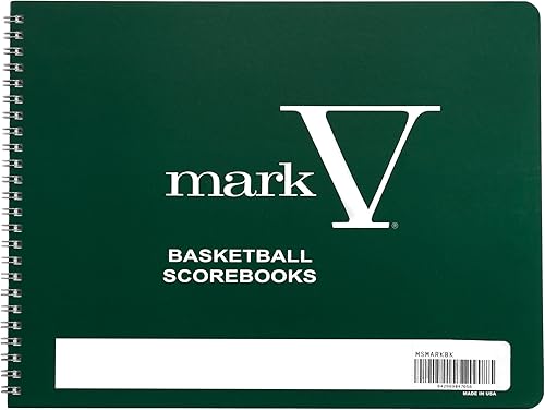 Plain Cover Mark V - Marcador de baloncesto, 8.5 x 11 con tapa dura, 30 juegos, 15 posiciones de jugador