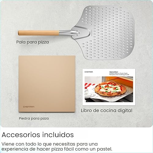 Miniatura 6 de CHEFMAN Horno de pizza para interiores Hace pizzas de 12 pulgadas en minutos, calienta hasta 800 F Máquina de pizza eléctrica para encimera con 5