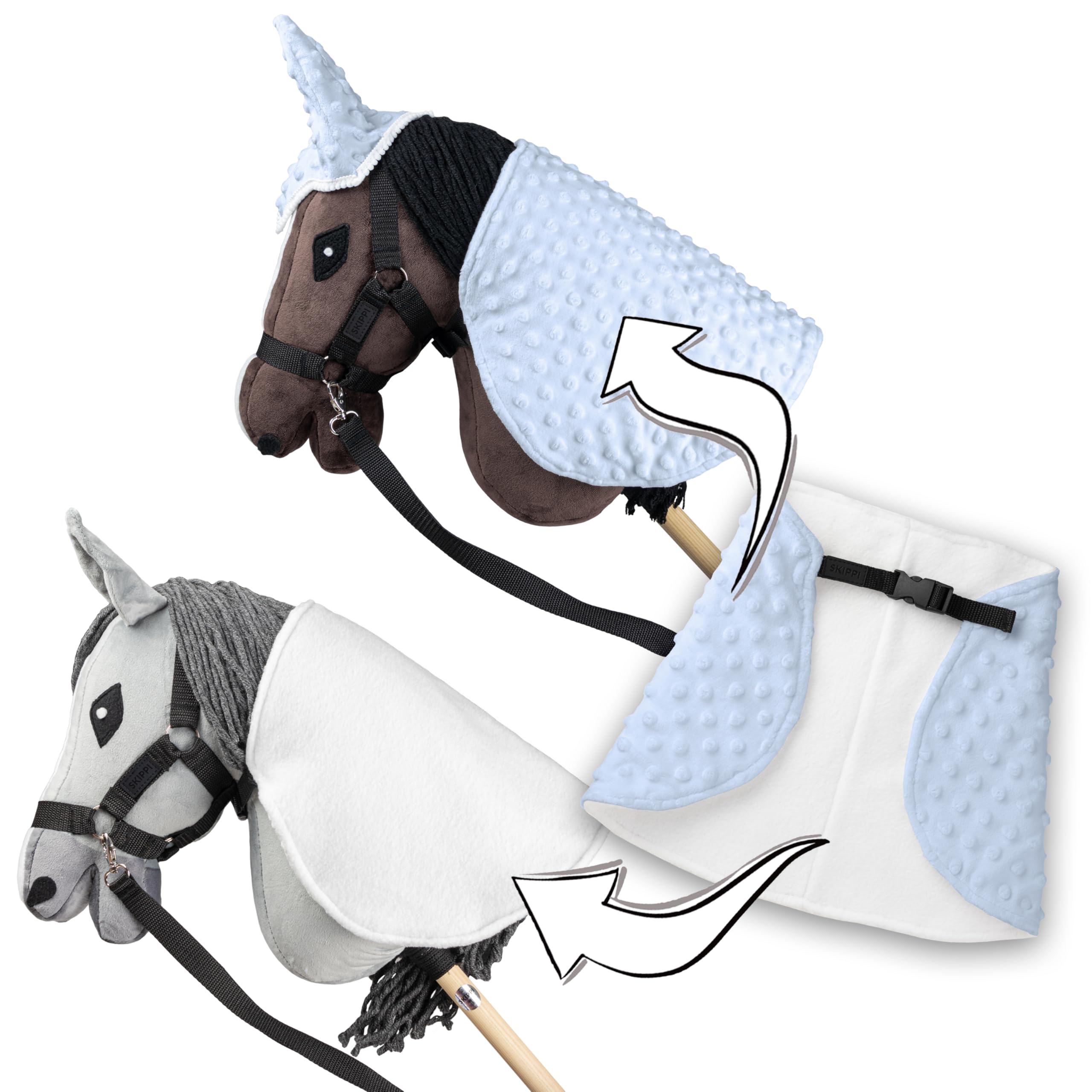 SKIPPI Derka i Nauszniki dla Hobby Horse - Błękitna, Hobby Horse Akcesoria