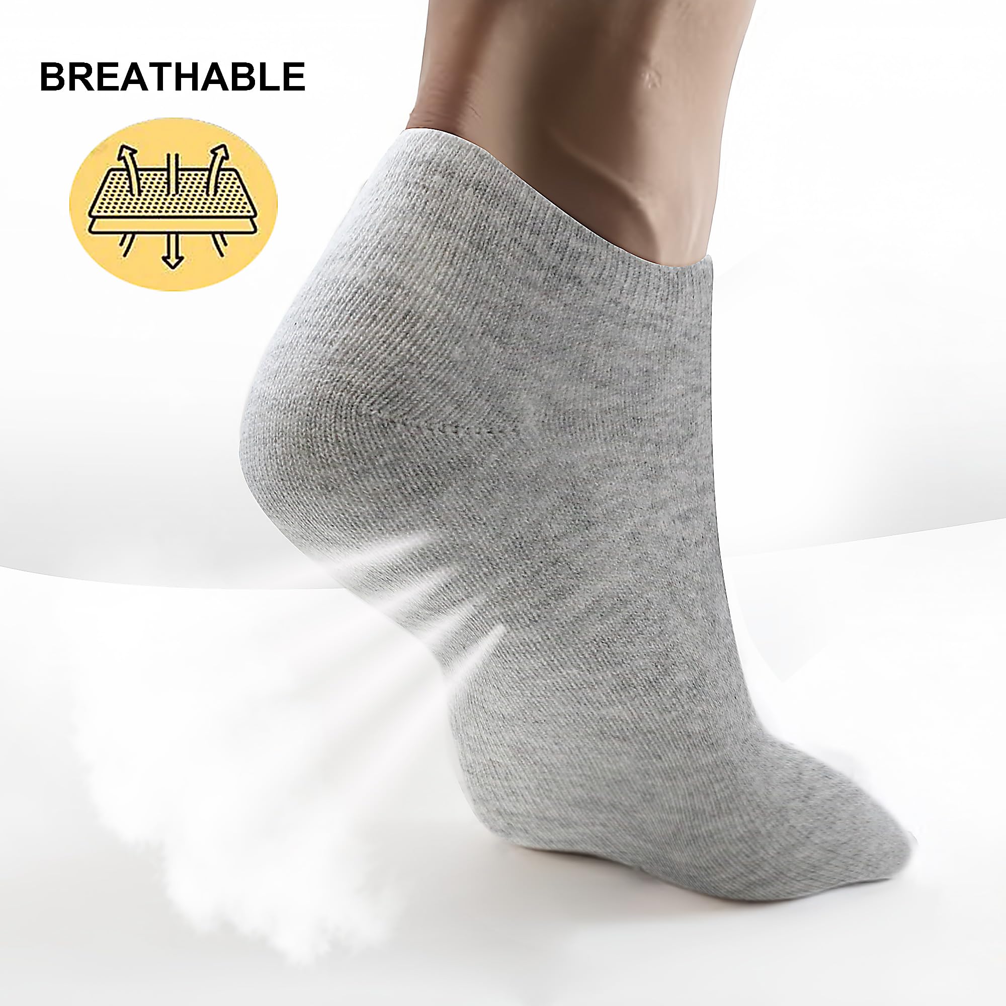 Lakpoau Chaussettes Basses Homme Femme lot de 12 Paires Socquette Sport Coton Socquettes Respirant Courtes Chaussette Femme Coton Courtes Bassese - 5