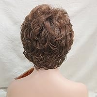 Vista 4 de Lydell Peluca de cabello corto, rizado, ondulado, de pelo sintético, peluca completa, 6 pulgadas