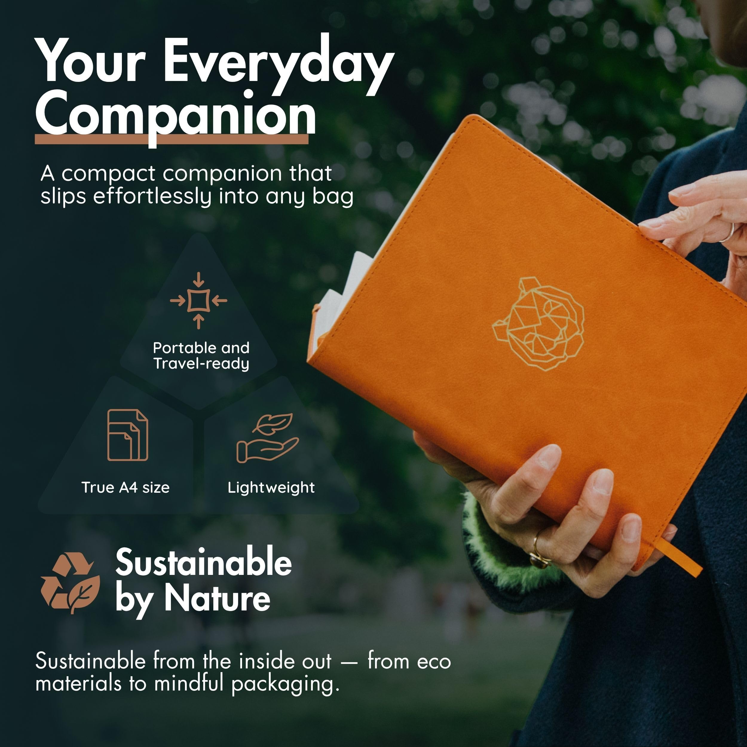 Cuaderno A4 de Viaje de Avocado and Spice, Libreta A4 con Caja de Regalo y Bolsa de Terciopelo - Cuaderno de Tapa Dura - Cuaderno A5 Rayado con Señalador, 200 Páginas (Naranja, Rayado)