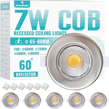 6X 7W LED Downlights for Ceiling COB Ultra Slim IP44 Warm White [Energy Class F]