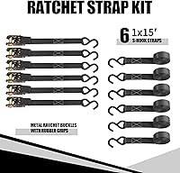 Vista 7 de Cartman 1" x 15' amarre de trinquete hasta 1500lbs 6pk en bolsa de transporte, correas de carga