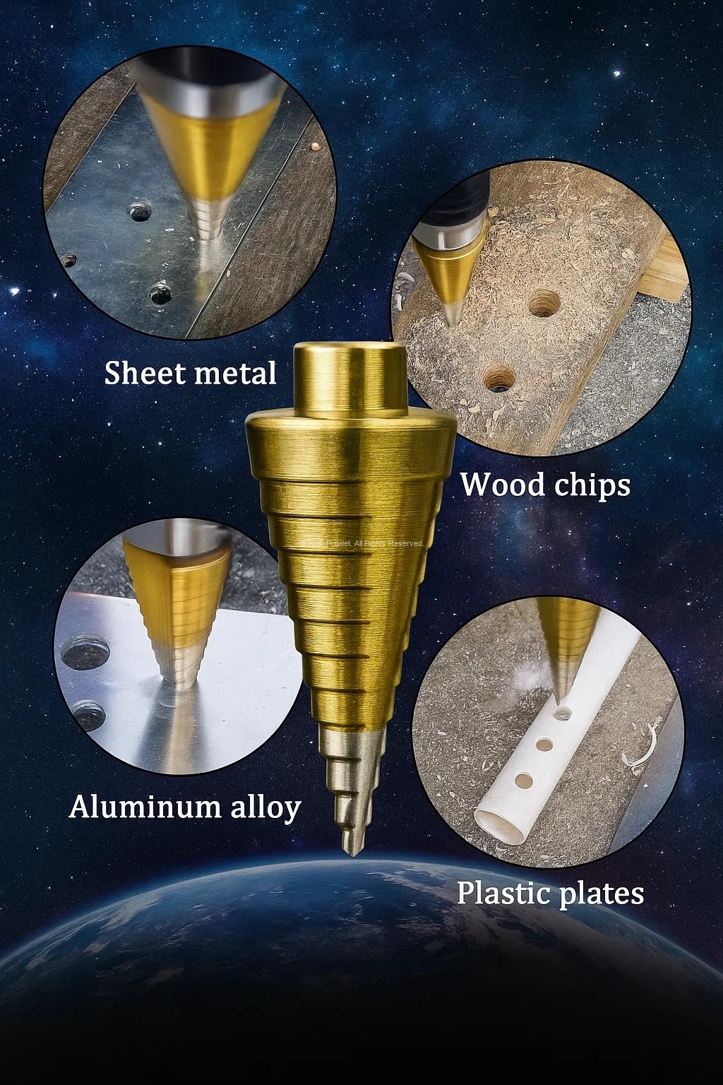 Proalet Kademeli Matkap Ucu, HSS, Titanyum Nitrür Kaplamalı, 4-12 mm, Metal, Sac, Alüminyum, Plastik İçin, Uzun Ömürlü, Pürüzsüz, Delik Açma, Yüksek Performans, Tüm Matkaplara Uyumlu