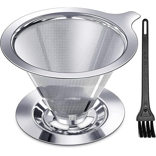 Supvox Pour Over Coffee Dripper Stainless Steel Reusable Dr