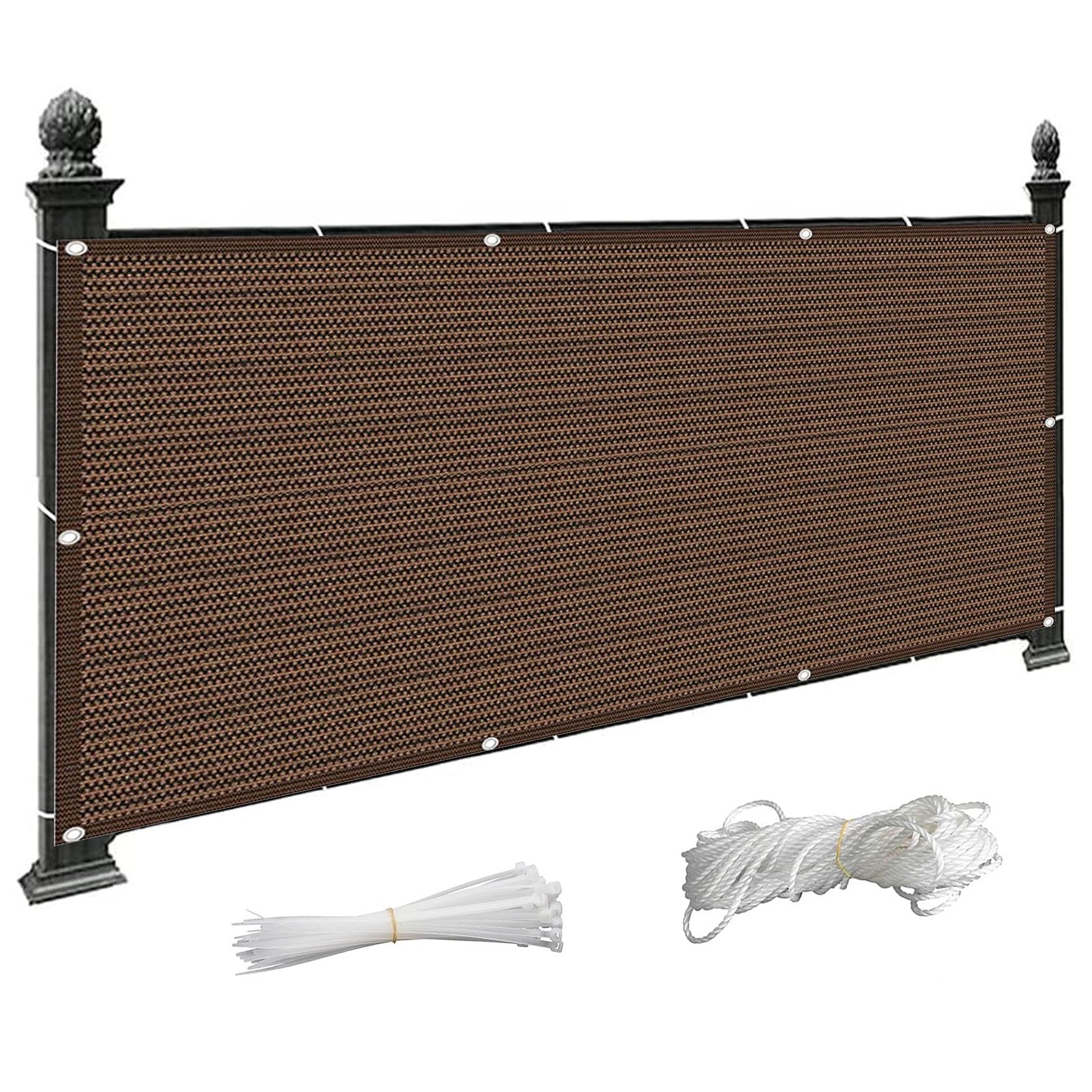 Osłona Balkonowa Osłona Balkonowa 50 x 480 cm Ochrona Przed Podglądaniem Ekran Prywatności Na Podwórku Z Opaskami Kablowymi Na Taras, Podwórko, brązowy