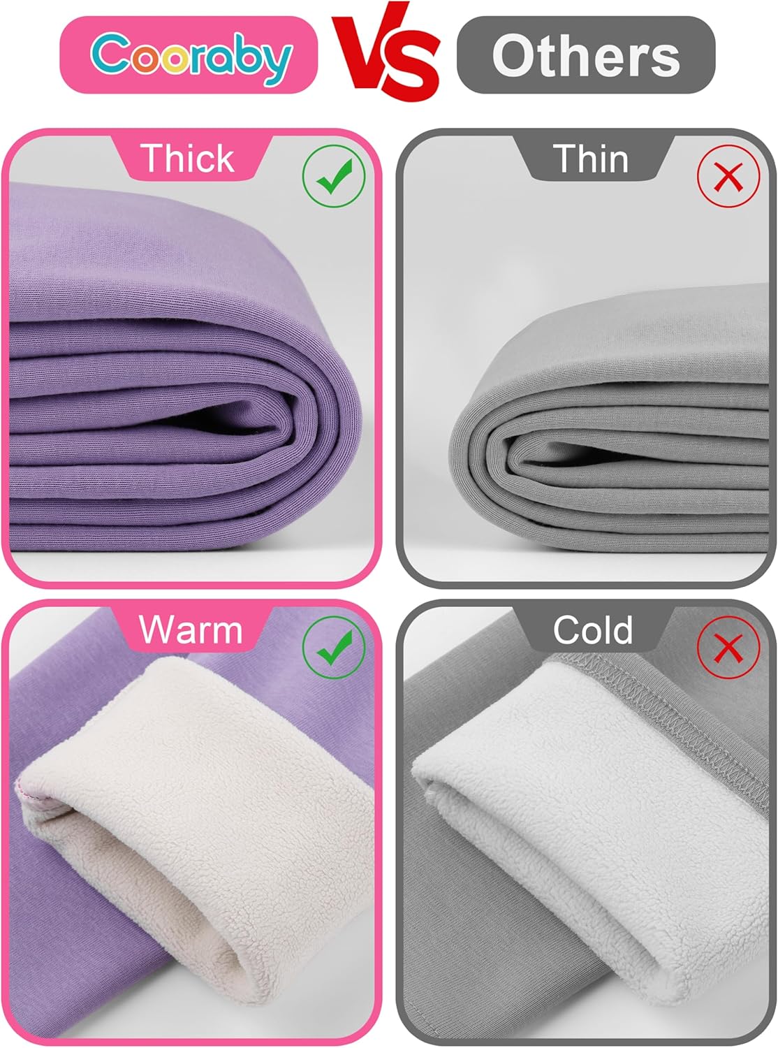 Cooraby 3 Pack Girls Fleece Lined Leggings Cotton Kitty Printed Winter Warm Tights Thick Elastic Thermal Pants for Kids - Image 5