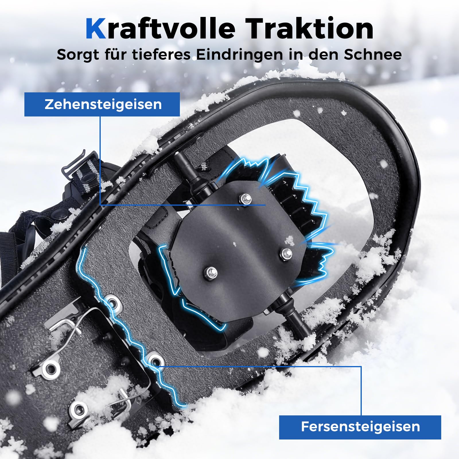 COSTWAY Rakiety śnieżne ze wspomaganiem pokonywania wzniesień, rozmiar buta 35-45 do 68/90 kg, lekkie rakiety śnieżne z aluminium z kijkami trekkingowymi i torbą do noszenia dla mężczyzn, kobiet i