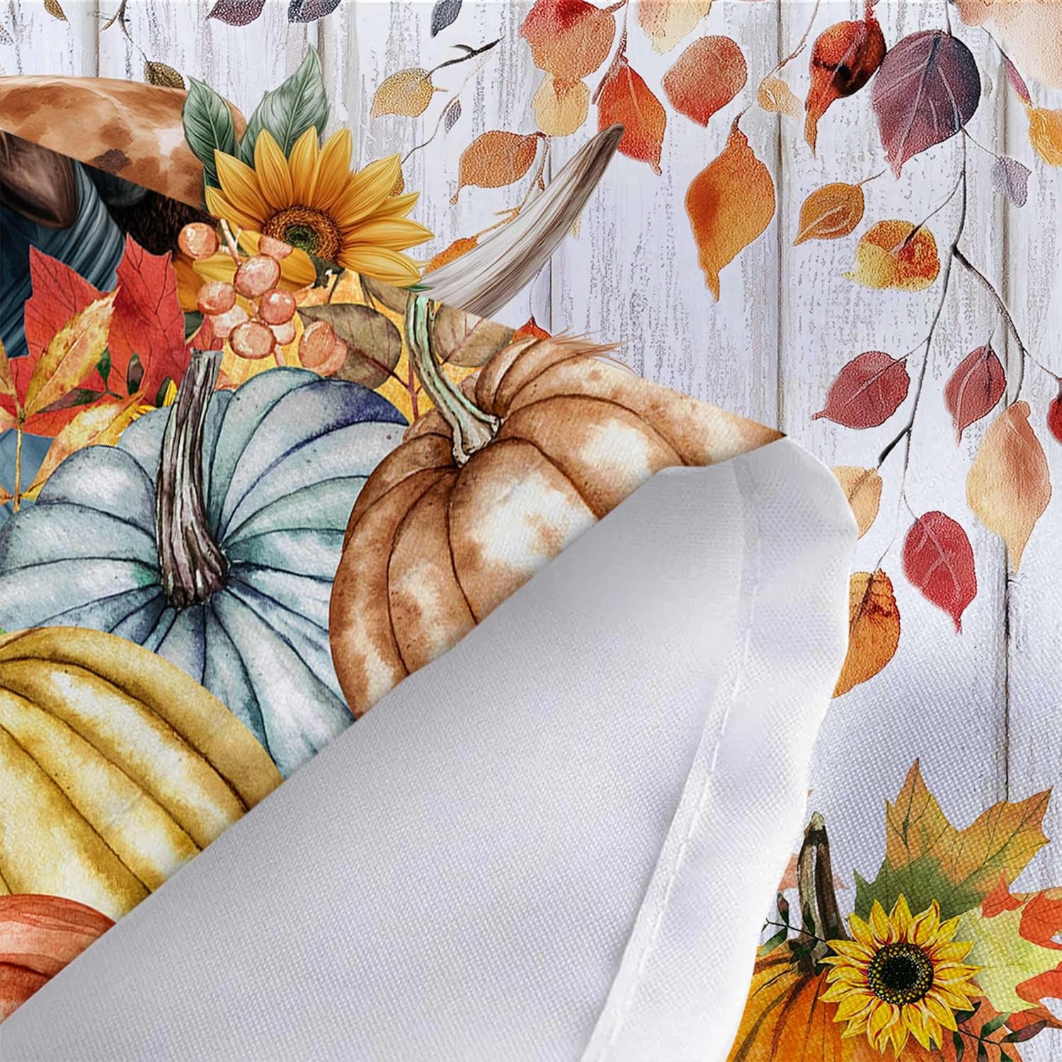 Fall Highland Cow Shower Curtain, Autumn Pumpkin Harvest Maple Leaves Wooden Western Bath Curtain, Funny Animals Thanksgiving Farmhouse Bathroom Shower Curtain Set with Hooks, 70X75IN