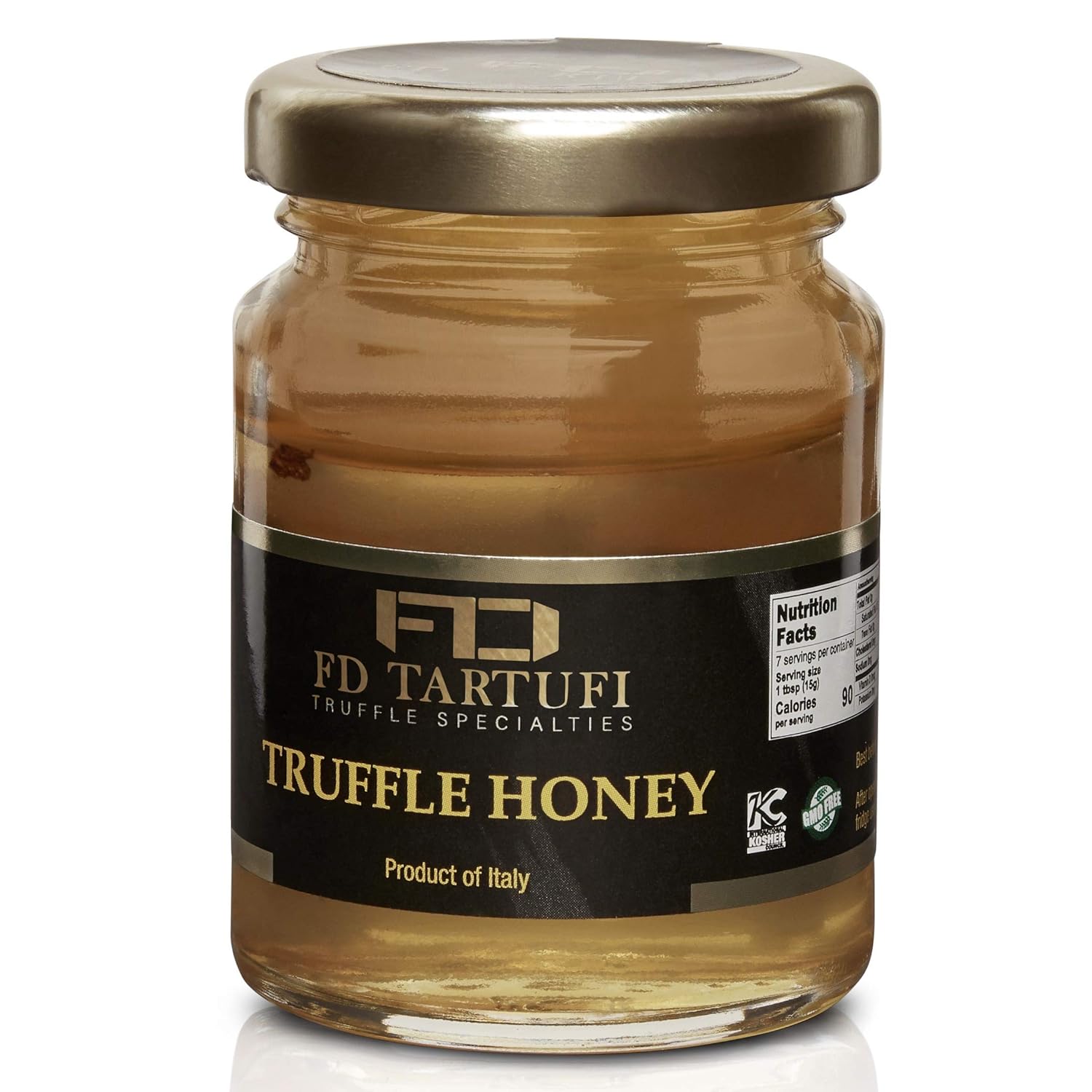 FD TARTUFI Truffle Honey 100g (3.5oz) Acacia - White spring Truffle (Tuber Borchii) Infused | Gourmet Food Condiments | non gmo | Made in Italy | Specialty Food