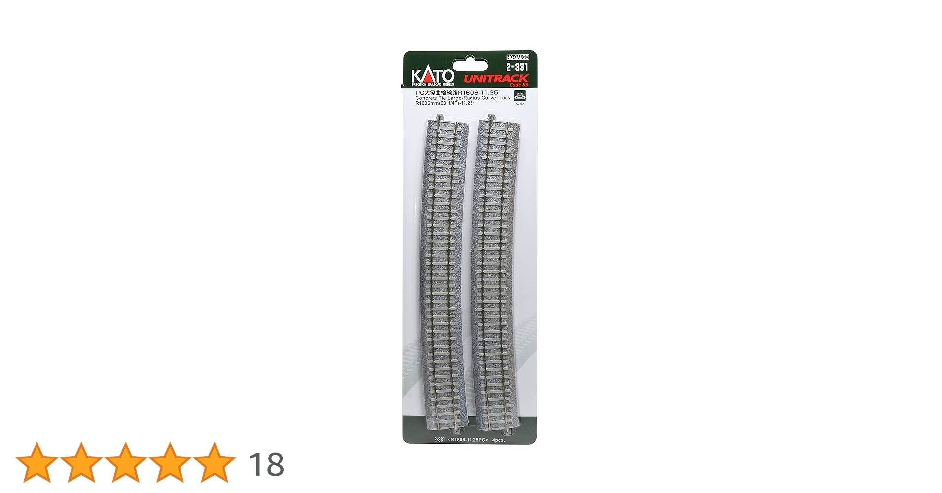 Amazon | KATO HOゲージ PC大径曲線線路R1606-11.25° (4本入) 2