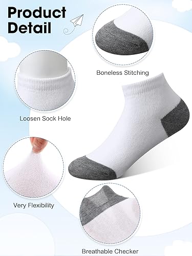 Miniatura 2 de Foaincore 100 pares de calcetines para niños a granel, calcetines de tobillo y corte bajo para bebés y niños pequeños, medio cojín, no se ven para