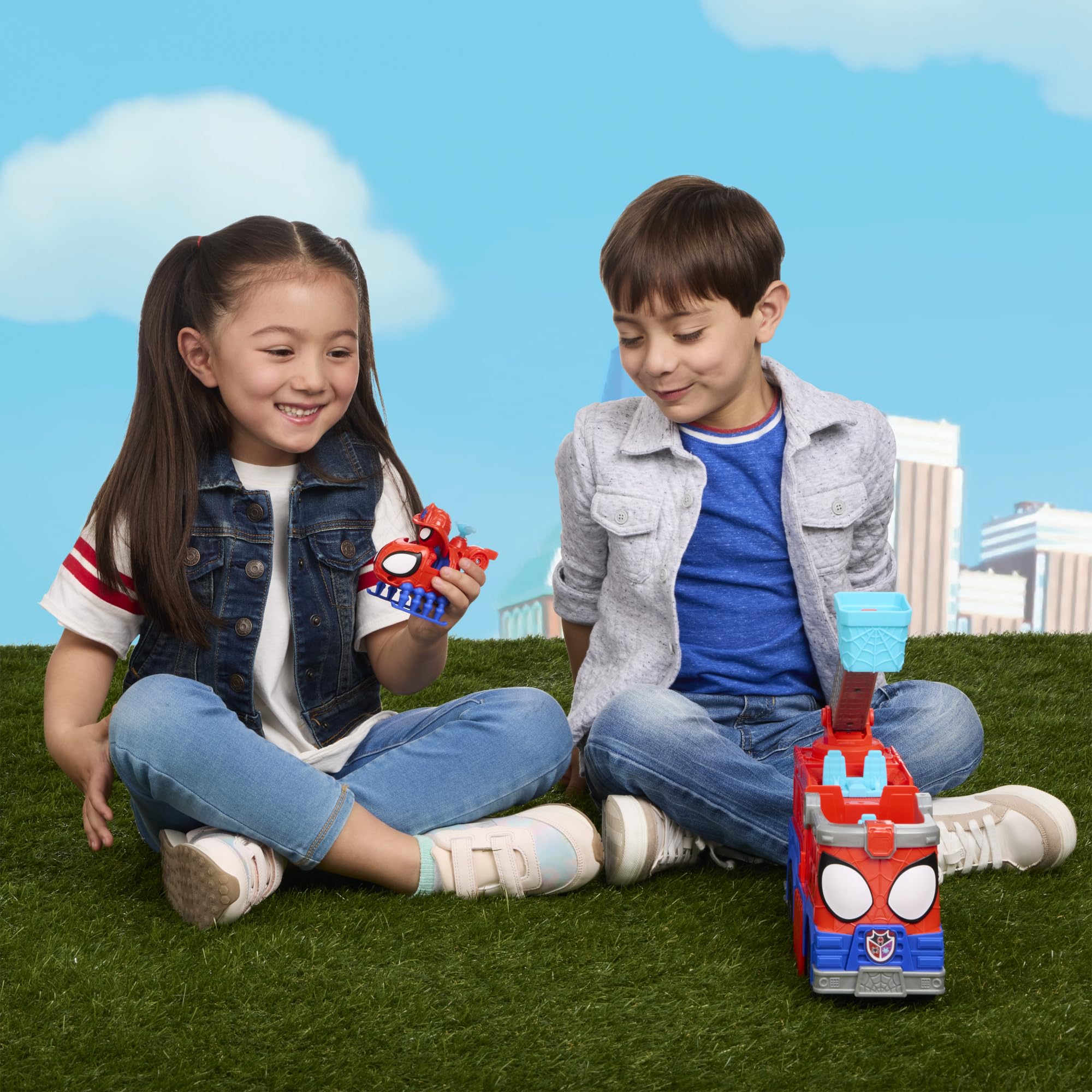 Hasbro Marvel, Spidey e i Suoi Fantastici Amici, Camion dei Pompieri Rescue-Webs, Action Figure e Veicolo