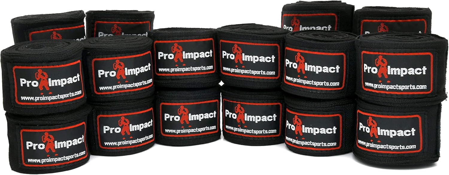 Pro Impact Mexican Style Boxing Handwraps 180" with Closure – Elastic Hand & Wrist Support for Muay Thai Kickboxing Training Gym Workout or MMA for Men & Women - Case Packs (3 Pack Blue Yellow Black) : Sports & Outdoors