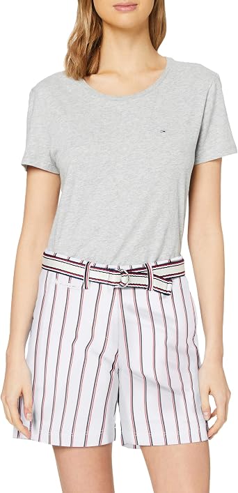 Tommy Hilfiger Cotton Stretch Striped Bermuda Jeans Slim Donna : Amazon.it:  Abbigliamento