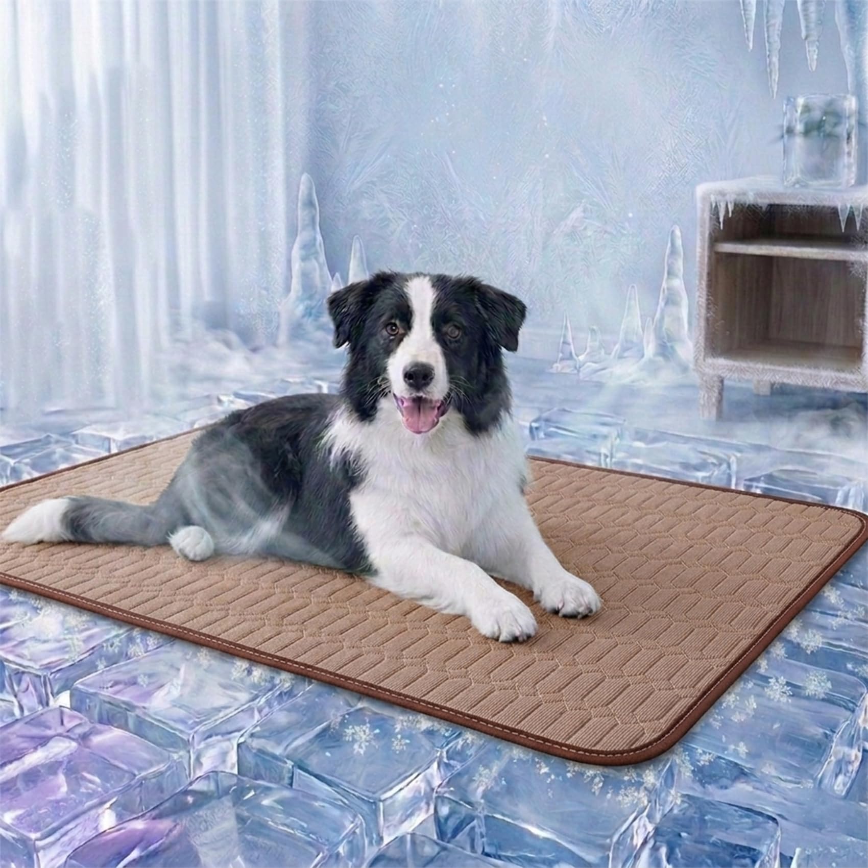 Kovah Dog Cooling Mat - Instant Cooling Relief，Brown-XL (100 x 70cm)