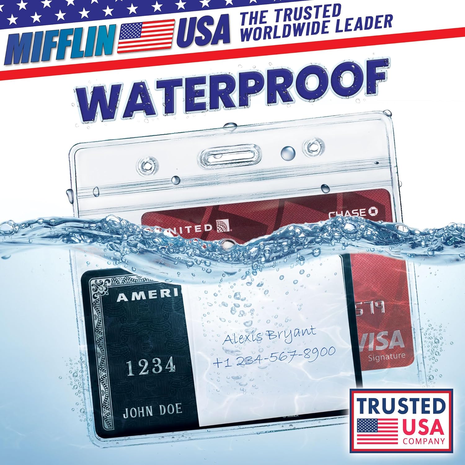 Mifflin-USA Card Protector (Clear, 4x3 Inches, 250 Pack), Waterproof and Resealable Horizontal Plastic ID Name Badge Holders