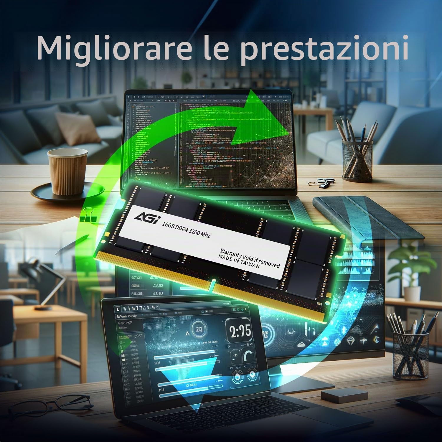 AGI SD138 16GB RAM DDR4 Modulo Memoria SO-DIMM 260 Pin 3200MHz Laptop
