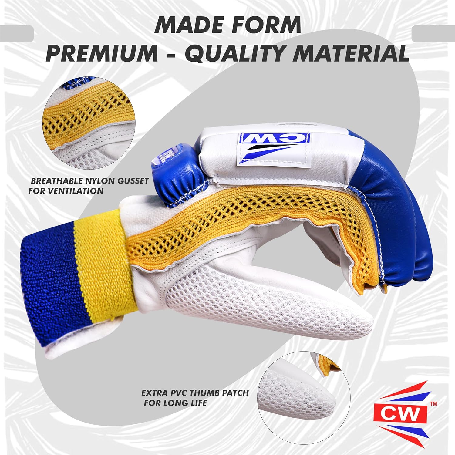 CW Match Batting Gloves Premium Quality Player Grade Light Weight Cricket Batting Gloves for Men Youth Size Left-Right with Elastic Wrist Support Adult Right Hand (Left)