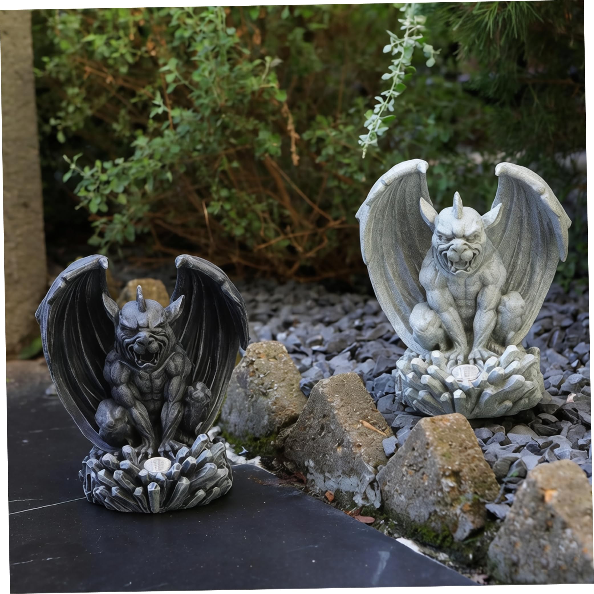 Luci per statuette Gargoyle, confezione da 2 statue per esterni di Halloween ad energia solare