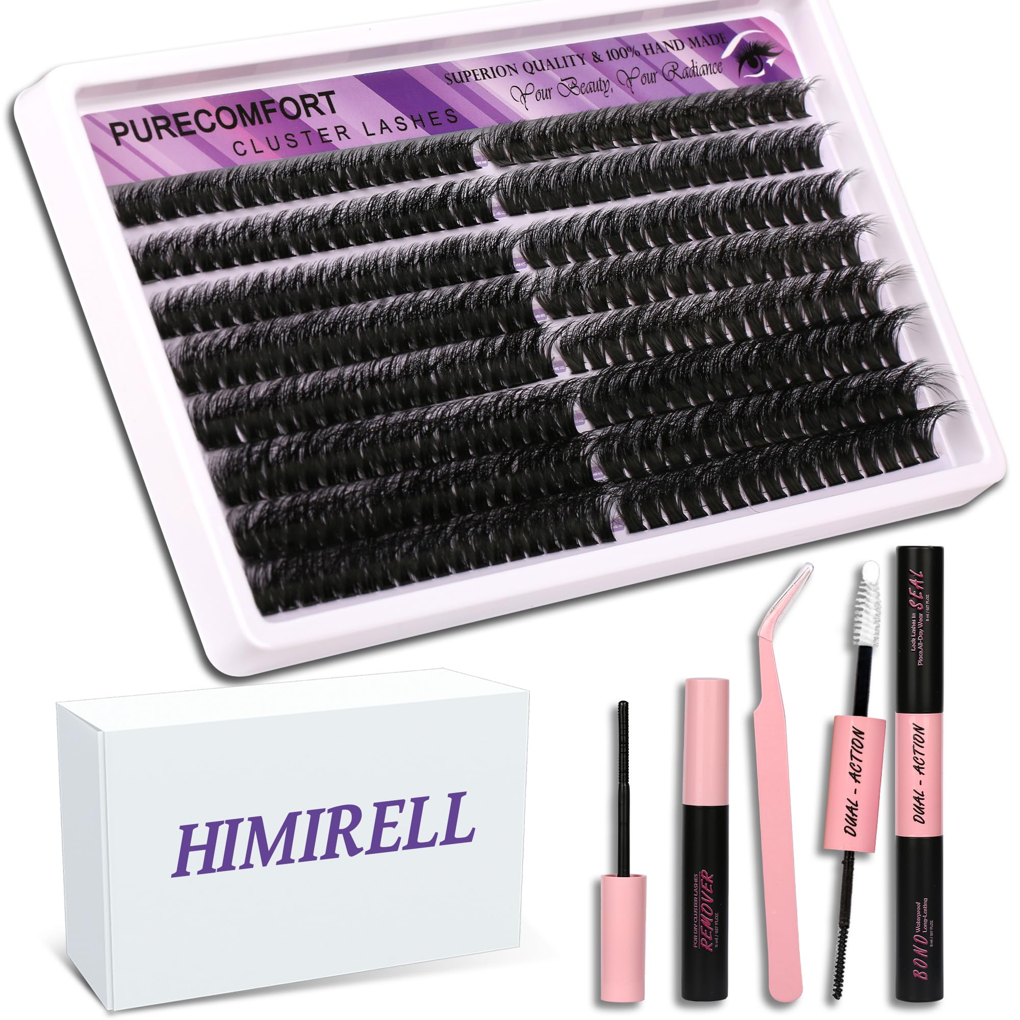 DIY Lash Extension Kit 280 Cluster Lashes 2 Densities 80P 100P 10-18mm Mixed Length Knot-Free Handmade Lashes with
