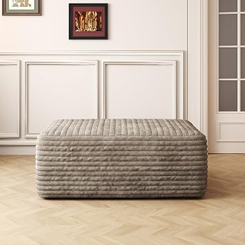 JINGLING 37.4" Rectangle Ottoman Foot Rest for Couch - Corduroy Upholstered Compressed Memory Foam, Cloud Ottoman for Modular Sectional, No Assembly Required, DIY Combination, Camel