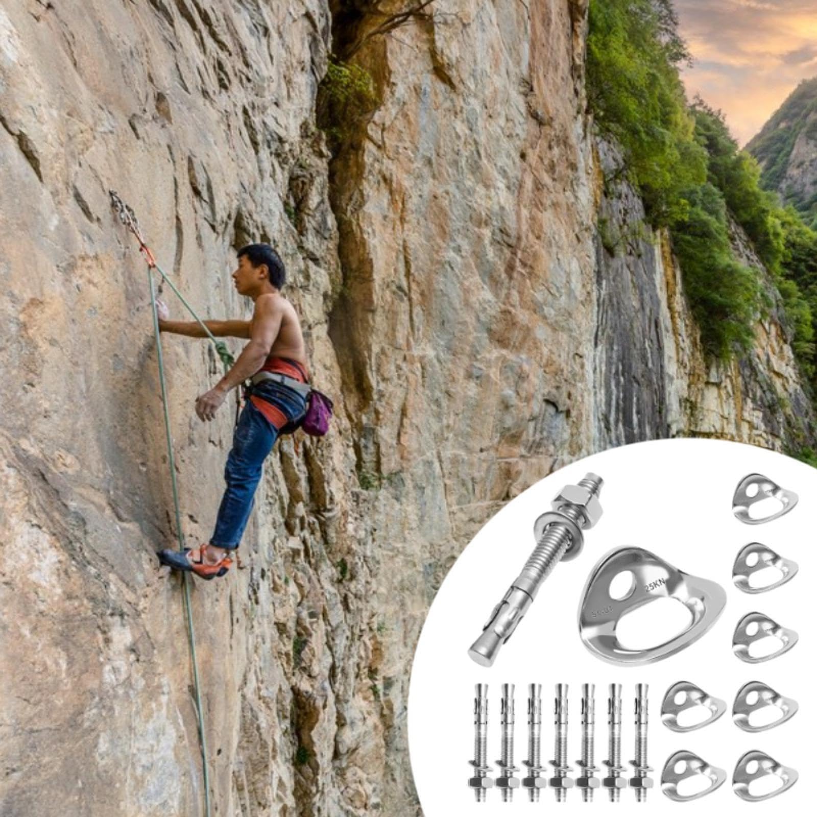 kowaku 8X Climbing Anchor Hangers 316 Stainless Steel Professional Fixed Point Anchor Hooks and Bolts for Tie Down Gym Outdoor