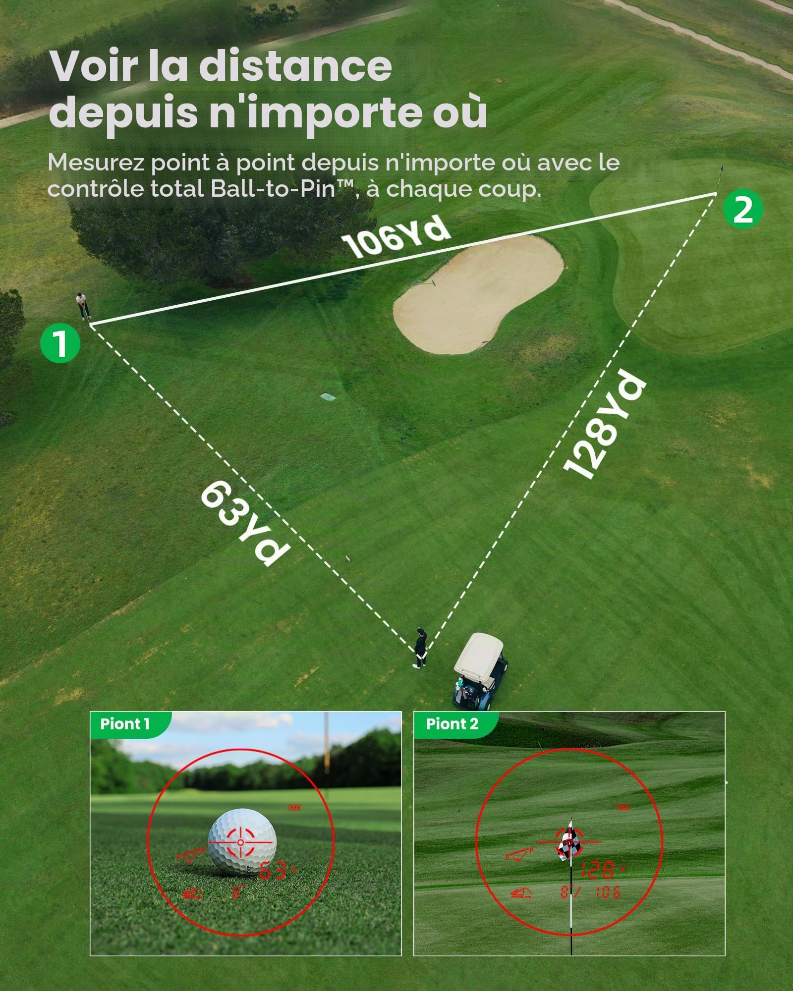 MILESEEY GenePro S1 Téléscope de Mesure de Golf AI : Smart Slope, 1829 m, grossissement 7,5X, Verrouillage de Drapeau en 0.1s avec Vibration, Support magnétique