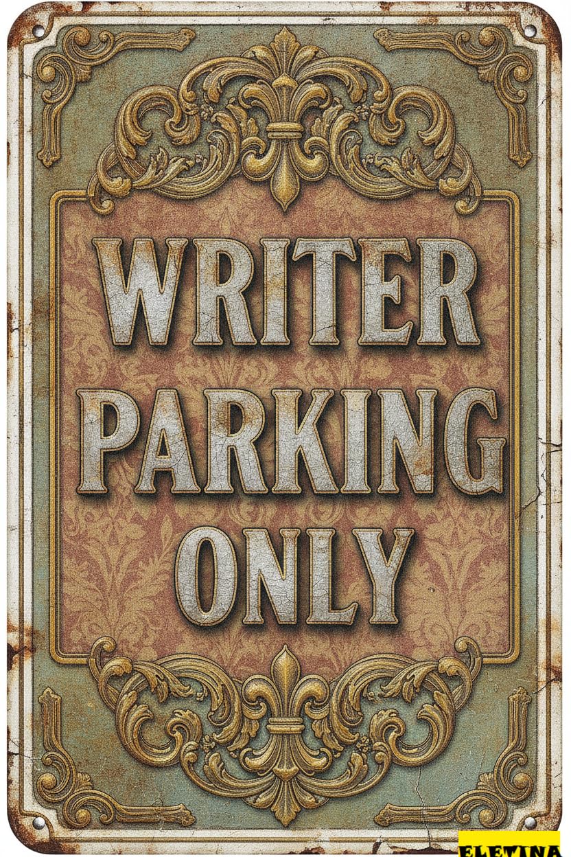 Writer Parking Only Metal Vintage Street Caution Warning Sign Fence Yard Floor Garden Road Street Decor 8x12in
