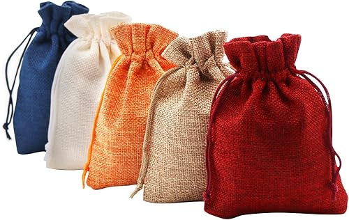 SumDirect 20 bolsas de regalo de arpillera de 4 x 6 pulgadas, bolsas de lino para joyas con cordón para regalos, joyas y almacenamiento