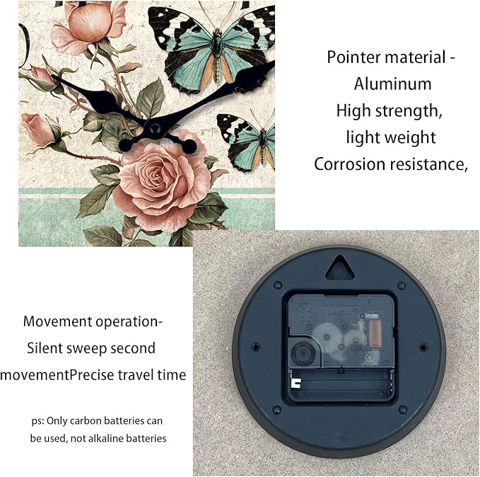 Reloj de Pared Vintage Floral XFM 10 Pulgadas Analógico Silencioso miniatura 7