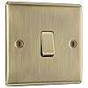 BG Electrical Single Wall Light Switch, 2 Way, Raised and Slim Profile, Round Edges, Nexus Metal, Antique Brass, 20A, 16AX, NAB12 BG Electrical Single Wall Light Switch, 2 Way, Raised and Slim Profile, Round Edges, Nexus Metal, Antique Brass, 20A, 16AX, NAB12