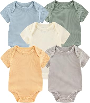 Newborn Baby Boy Girl Romper Clothes Infant Solid Ribbed Bodysuit One Piece Jumpsuit Outfits