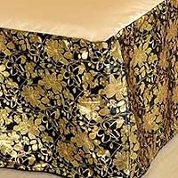 Vista 2 de Tache - Elegante falda de cama con volantes y rosas doradas, tamaño King