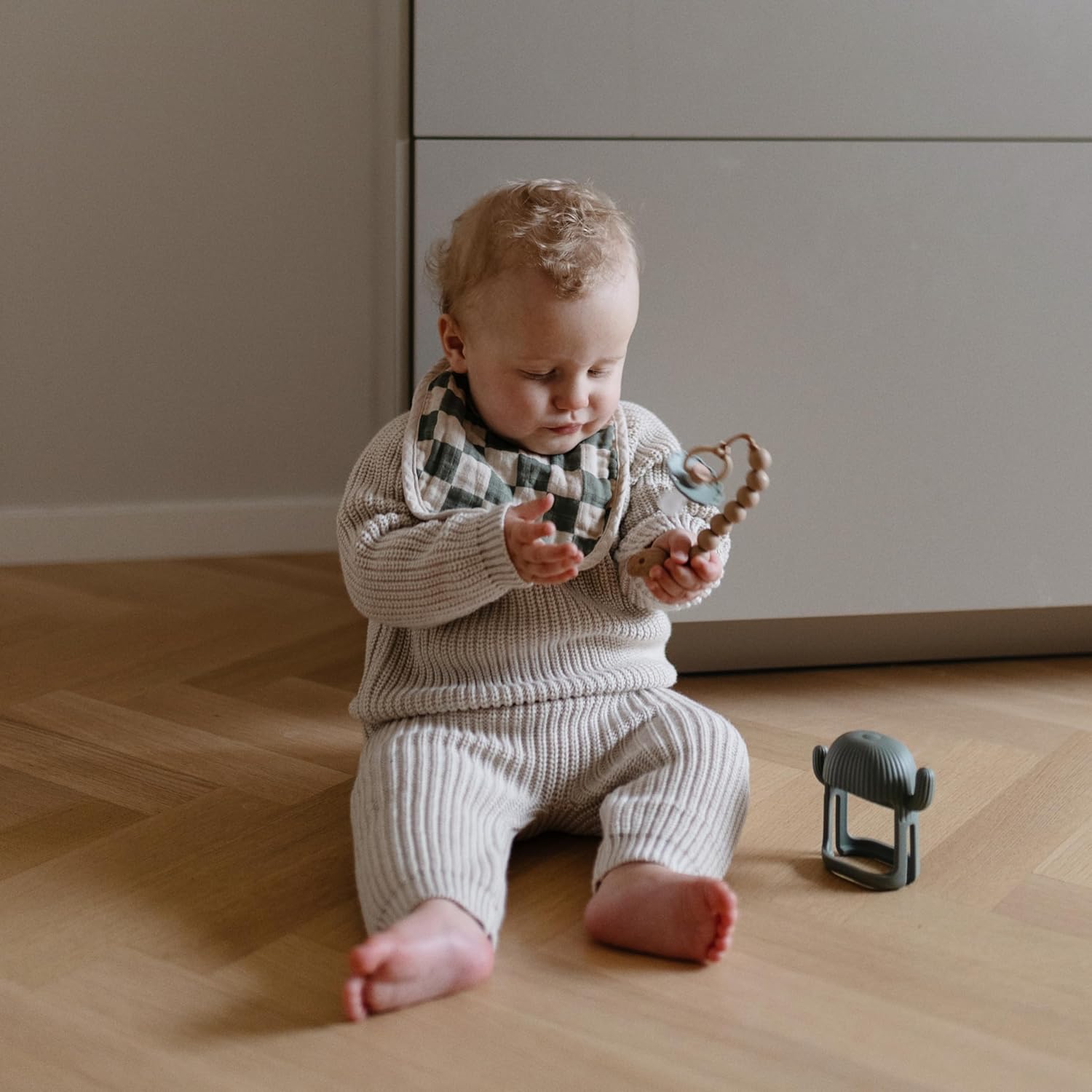 mushie Silicone Baby No-Drop Cactus Teether Toy - Image 4