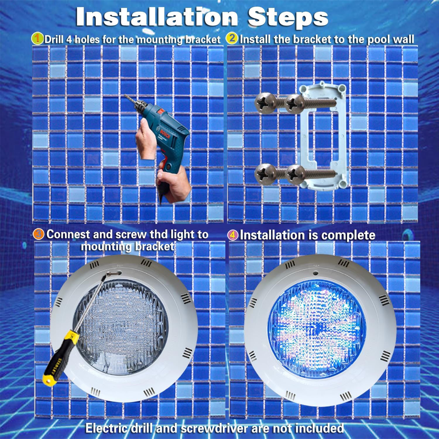 BARCELONA LED Foco LED para piscina RGB 24W 12V AC Sumergible con mando a distancia IP68 Luz de colores para piscinas, fuentes y áreas acuáticas, montaje en superficie, alta durabilidad y eficiencia
